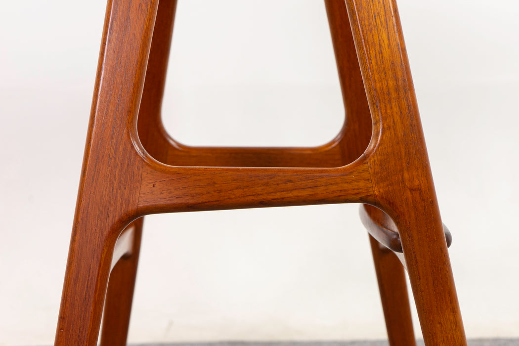 Teak & Leather Bar Stool by Erik Buch - (D1249)