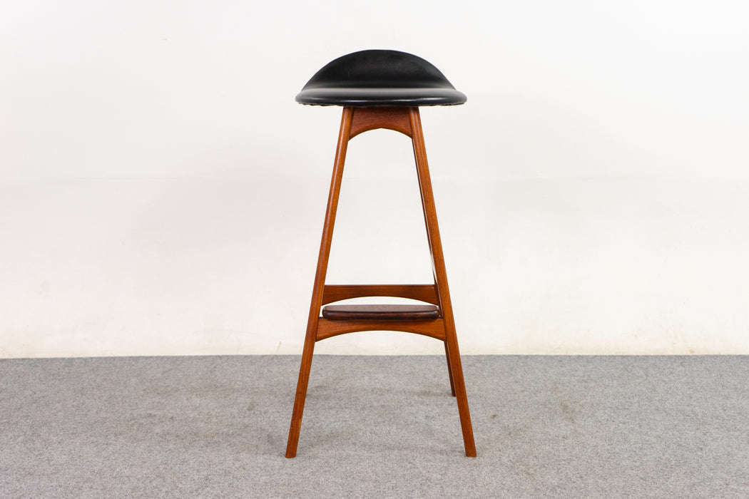 Teak & Leather Bar Stool by Erik Buch - (D1249)