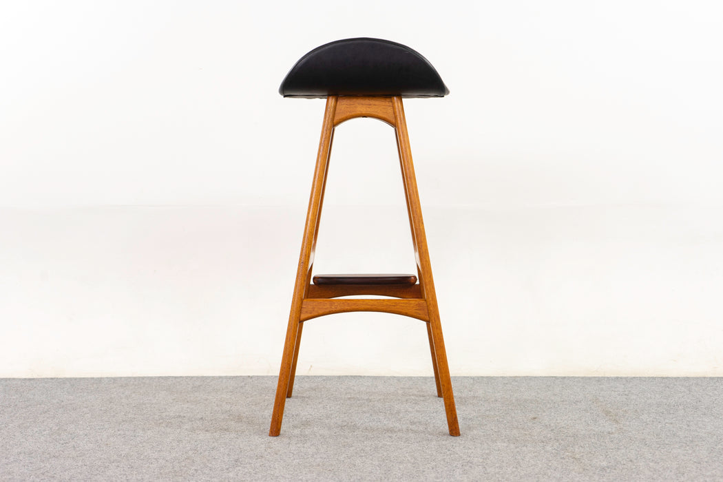 Teak & Leather Bar Stool by Erik Buch - (D1250)