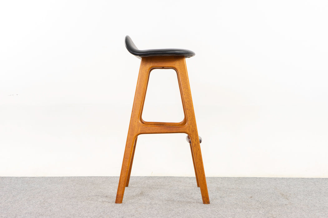 Teak & Leather Bar Stool by Erik Buch - (D1250)