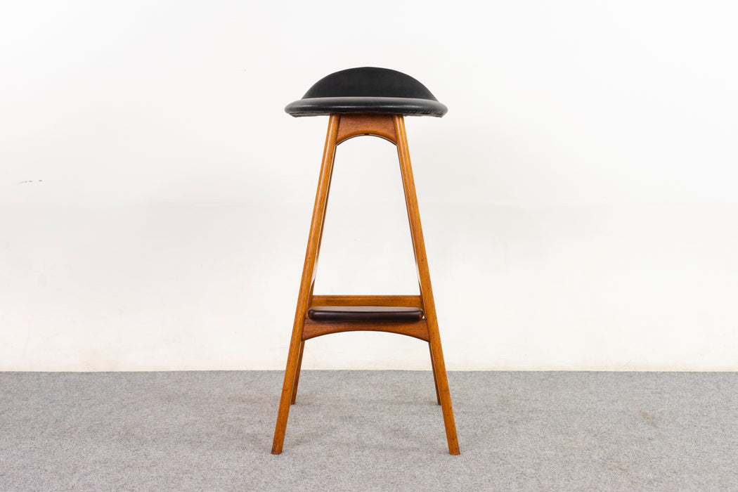 Teak & Leather Bar Stool by Erik Buch - (D1250)