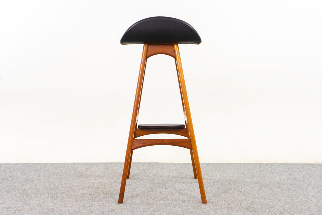 Teak & Leather Bar Stool by Erik Buch - (D1251)