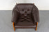 Mid-Century Modern Teak & Leather Lounge Chair - (D1044)