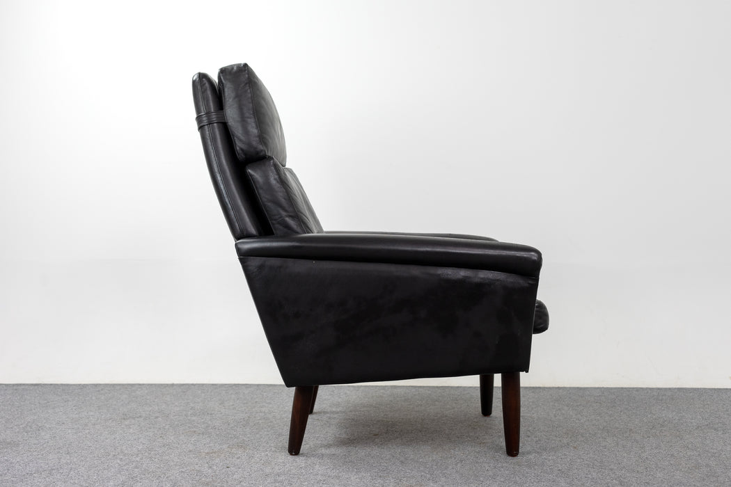 Danish Leather and Teak Lounge Chair - (321-255)