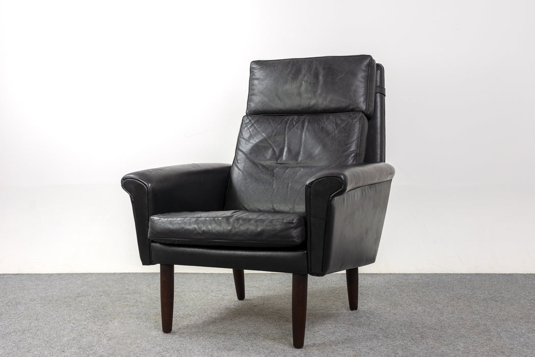 Danish Leather and Teak Lounge Chair - (321-255)