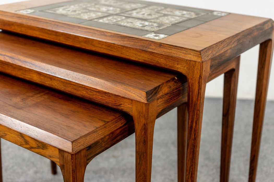 Rosewood & Tile Nesting Tables by Johannes Andersen- (322-036)