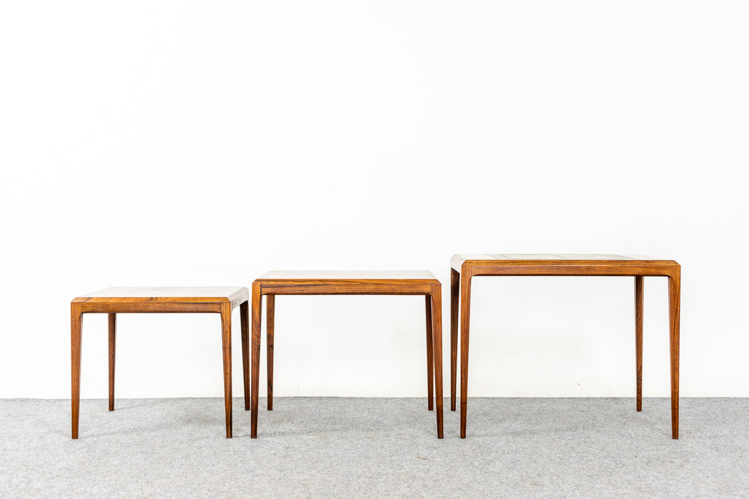 Rosewood & Tile Nesting Tables by Johannes Andersen- (322-036)