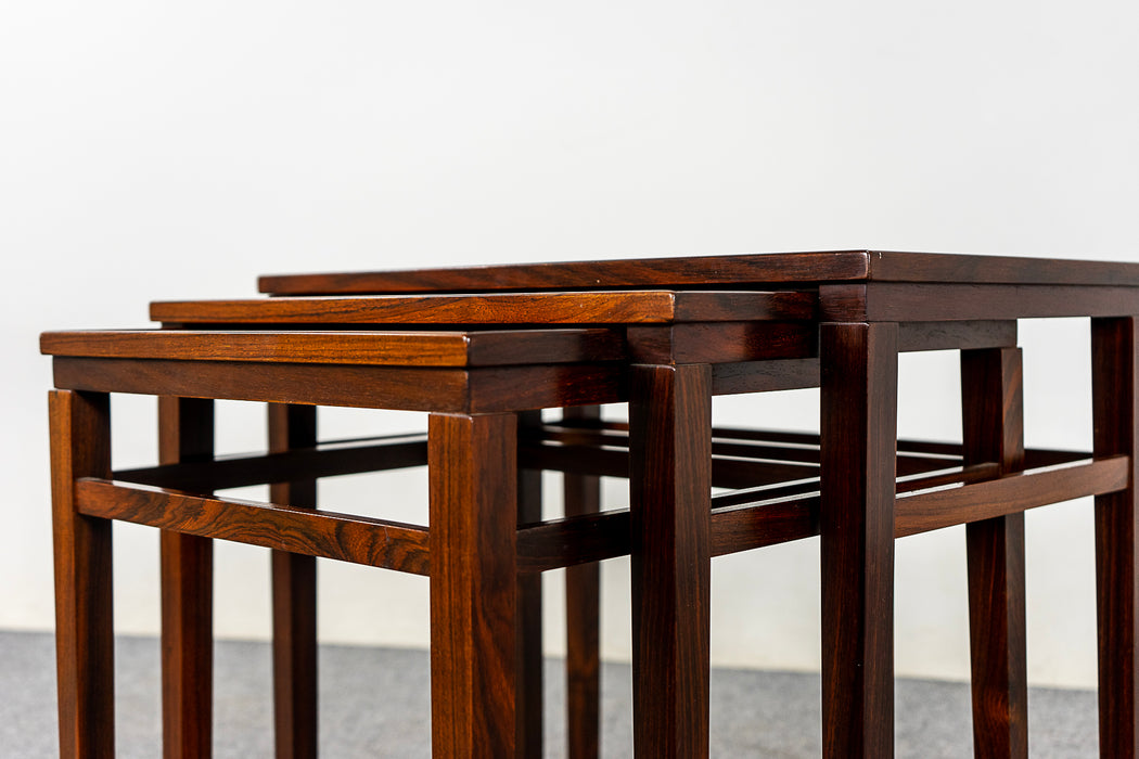 Danish Modern Rosewood & Tile Nesting Table - (322-019)