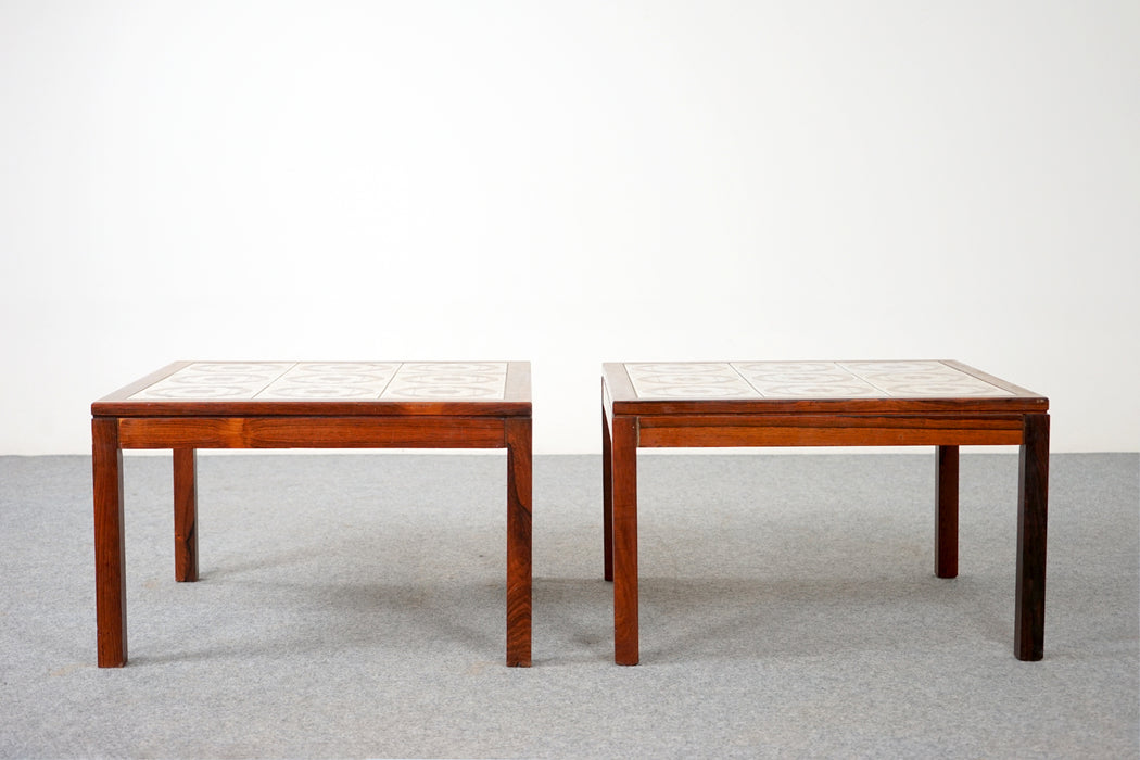 Danish Rosewood & Tile Side Tables - (320-070)