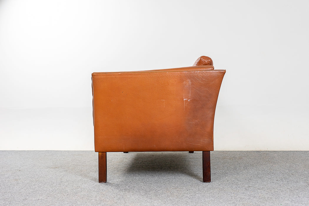 Danish Modern Leather Loveseat - (321-222)