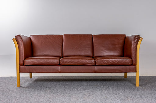 Beech & Leather Sofa - (323-059)