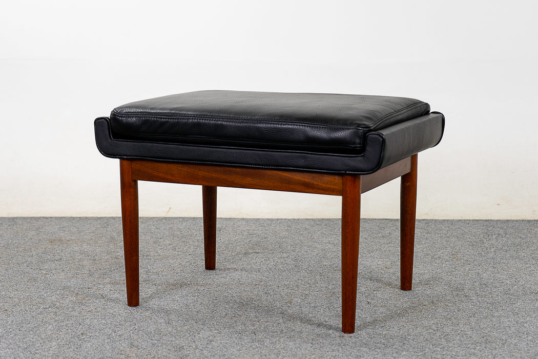 Danish Leather & Teak Footstool - (323-123.1)