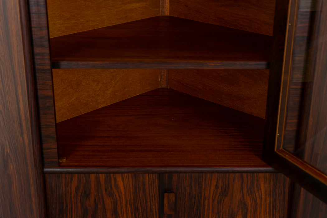 Rosewood & Glass Corner Cabinet - (321-336)