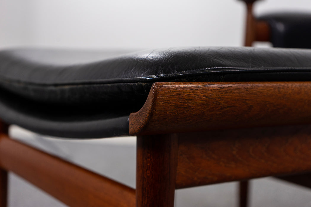 Teak & Leather Bwana Chair + Footstool by Finn Juhl   - (310-148)