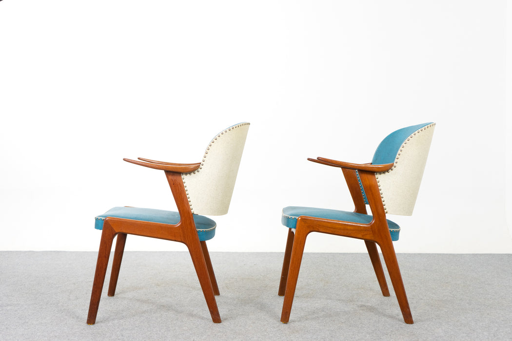 Teak & Vinyl Arm Chairs - (320-057)