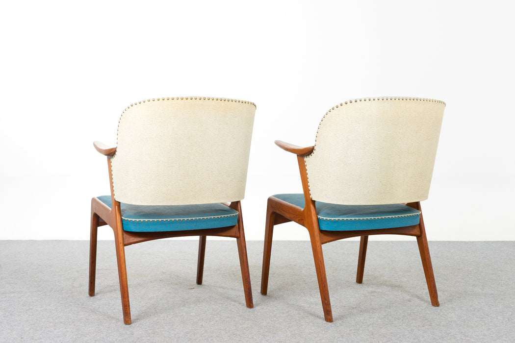 Teak & Vinyl Arm Chairs - (320-057)