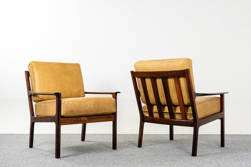 Rosewood & Leather Lounge Chair Pair by Frederik Kayser - (322-178)